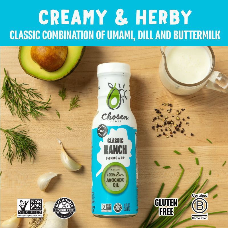 slide 2 of 8, Chosen Foods Classic Ranch Dressing and Dip - 8 fl oz, 8 fl oz