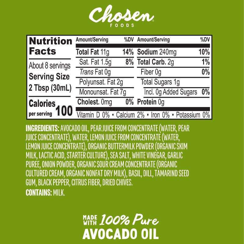 slide 6 of 8, Chosen Foods Classic Ranch Dressing and Dip - 8 fl oz, 8 fl oz