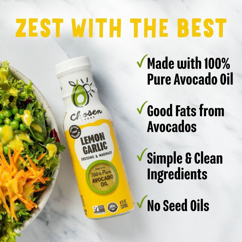slide 5 of 8, Chosen Foods Lemon Garlic Dressing and Marinade - 8 fl oz, 8 fl oz