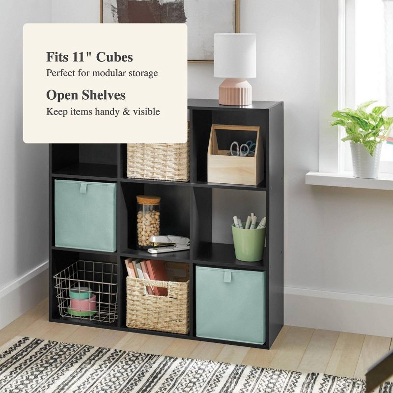 slide 4 of 5, 11" 9-Cube Book Shelf Black - Brightroom™, 1 ct