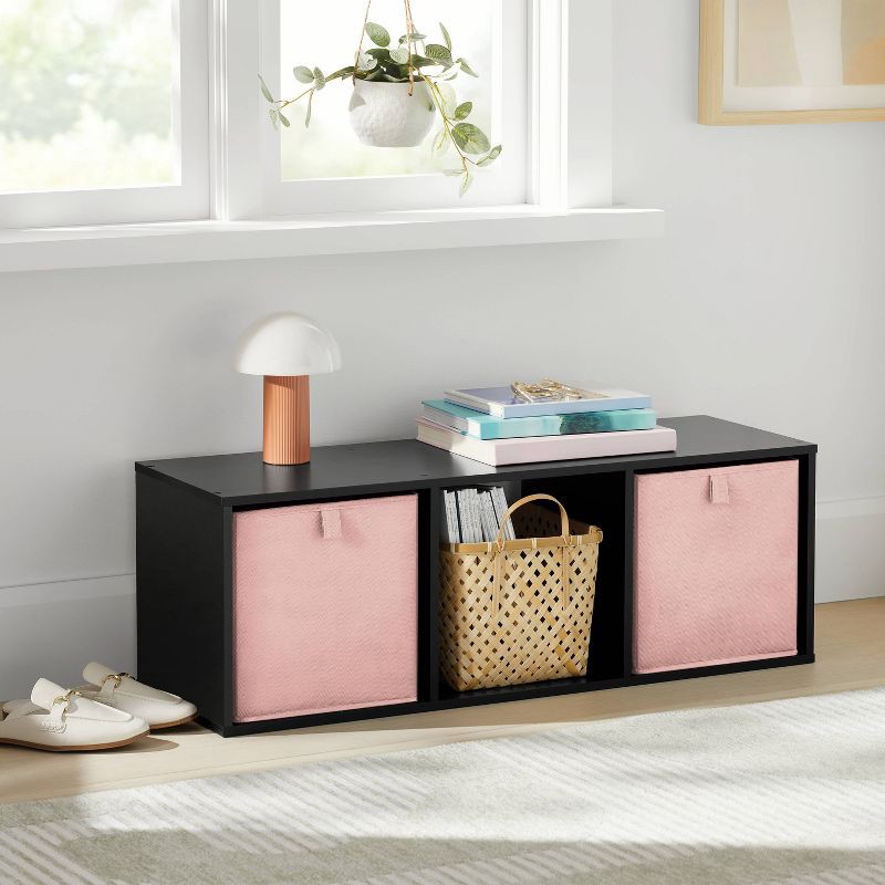 slide 2 of 4, 11" 3-Cube Decorative Book Shelf Black- Brightroom™, 1 ct