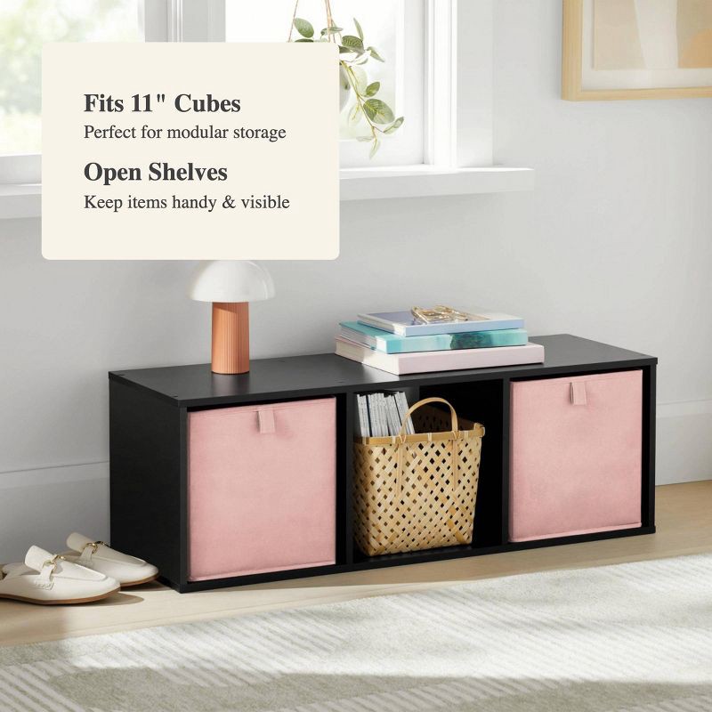 slide 4 of 4, 11" 3-Cube Decorative Book Shelf Black- Brightroom™, 1 ct