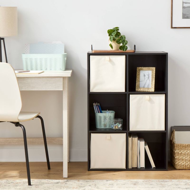 slide 2 of 5, 11" 6-Cube Book Shelf Black - Brightroom™, 1 ct