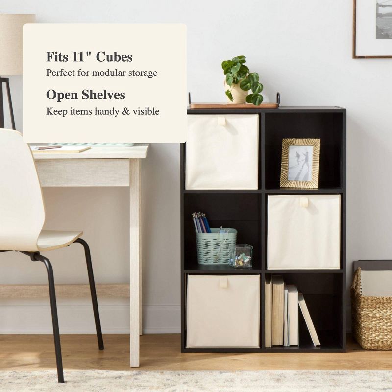 slide 4 of 5, 11" 6-Cube Book Shelf Black - Brightroom™, 1 ct