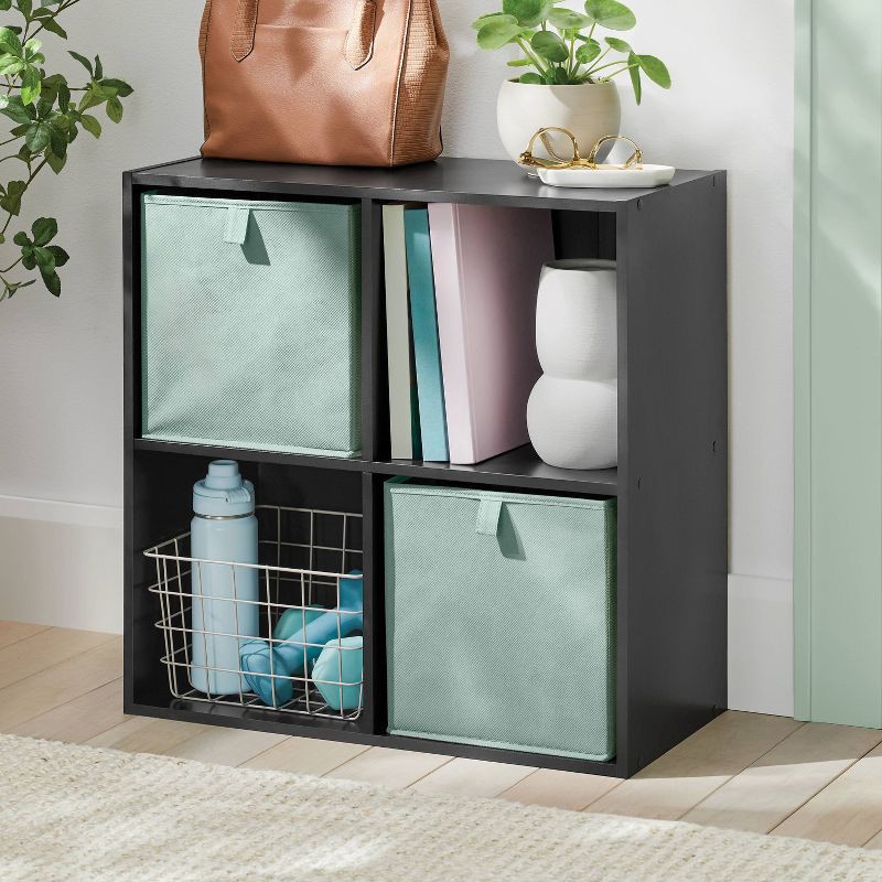 slide 2 of 5, 11" 4-Cube Book Shelf Black - Brightroom™, 1 ct