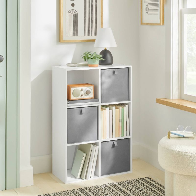 slide 2 of 5, 11" 6 Cube Book Shelf White - Brightroom™, 1 ct