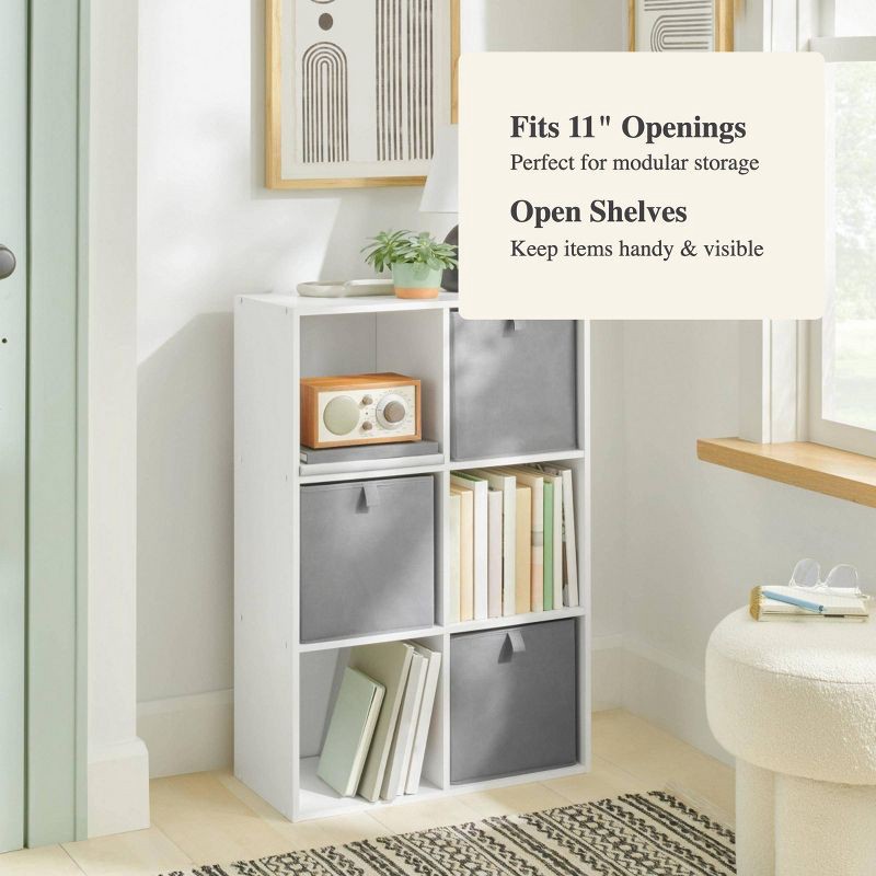 slide 4 of 5, 11" 6 Cube Book Shelf White - Brightroom™, 1 ct