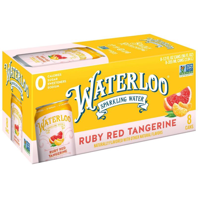 slide 1 of 6, Waterloo Sparkling Water Waterloo Ruby Red Tangerine Sparkling Water - 8pk/12 fl oz Cans, 8 ct; 12 fl oz