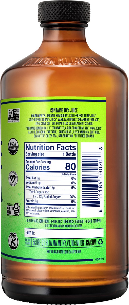 slide 3 of 4, Health-Ade Health Ade Kombucha 16oz - Mint Limeade, 16 fl oz