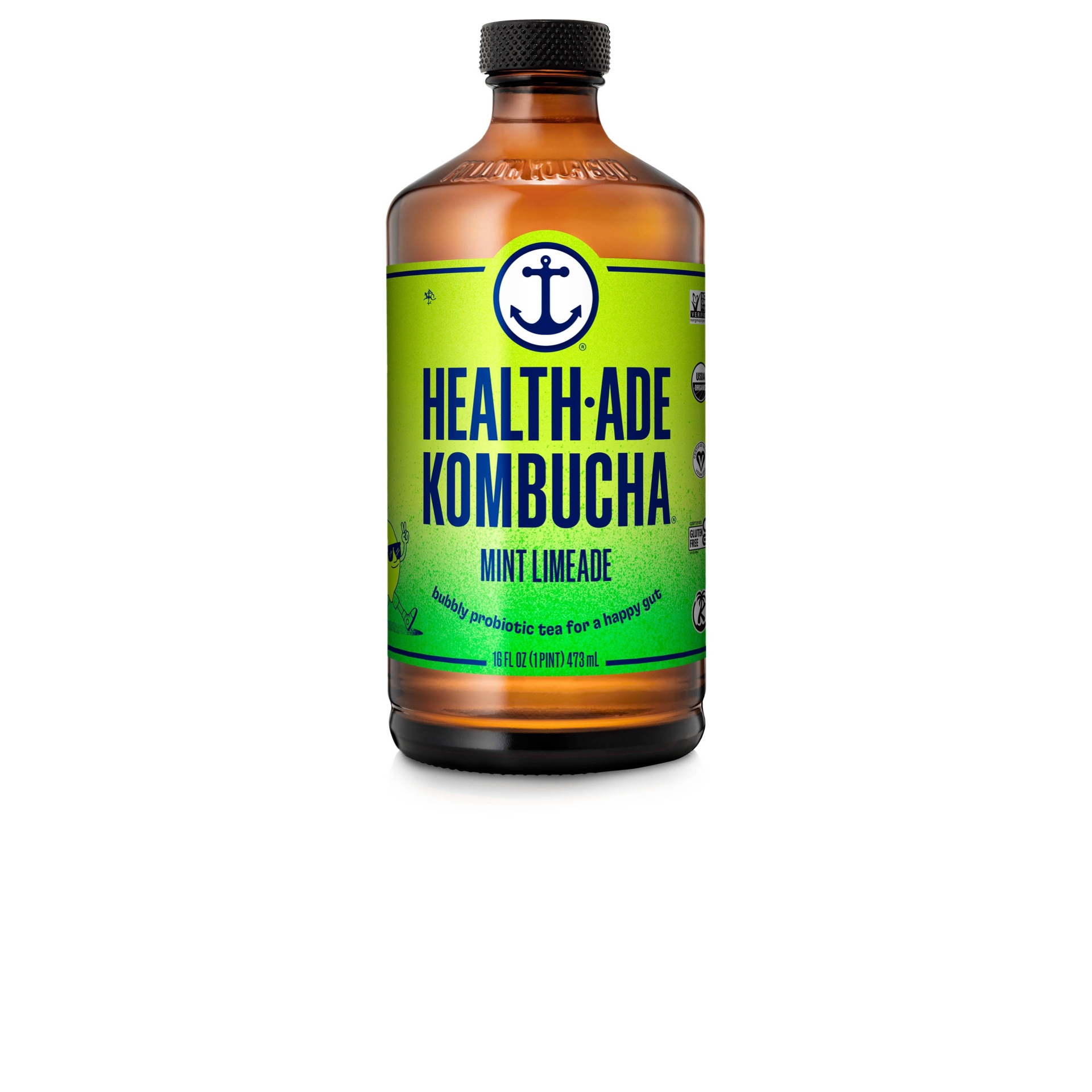slide 1 of 1, Health Aide Health-ade Kombucha Mintlime, 16 fl oz