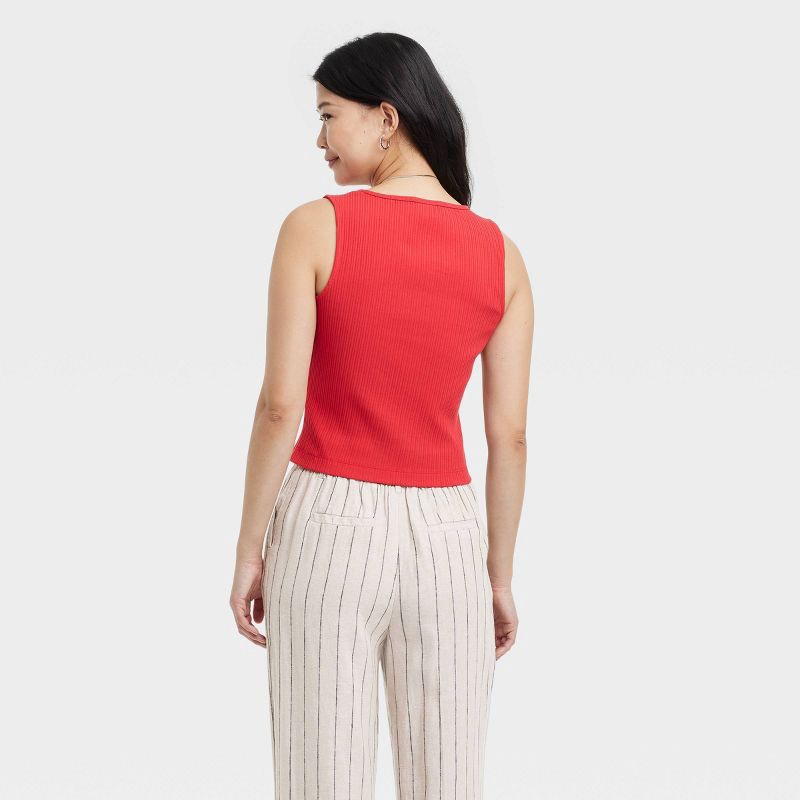 slide 2 of 3, Women's Ribbed Button-Down Vest - A New Day™ Red XL: V Neck, Midweight, Below Waist, 1 ct