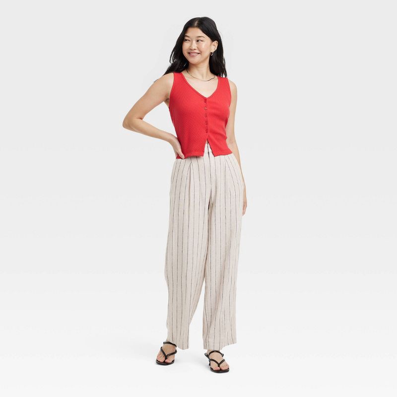 slide 3 of 3, Women's Ribbed Button-Down Vest - A New Day™ Red XL: V Neck, Midweight, Below Waist, 1 ct