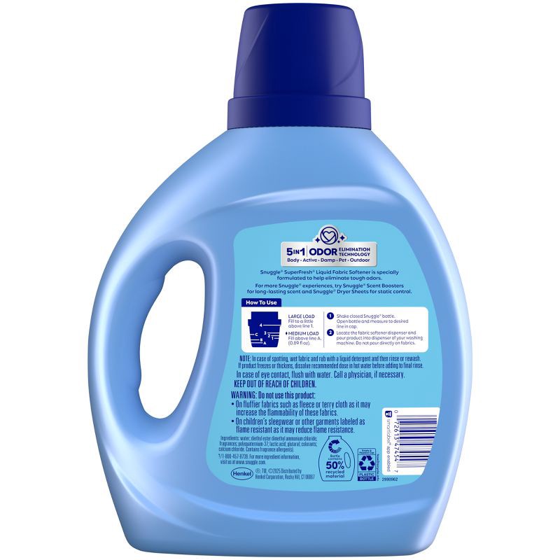 slide 7 of 7, Snuggle + Super Fresh Morning Breeze Liquid Fabric Softener - 66 fl oz, 66 fl oz