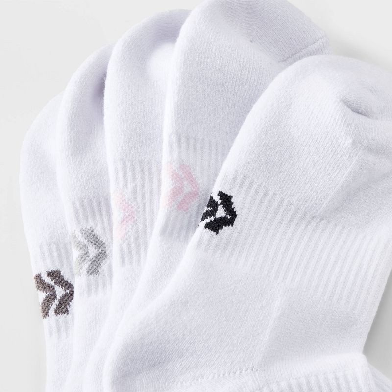 slide 3 of 3, Women's Striped Cushioned 6pk Ankle Socks - All In Motion™ White/Pink 4-10: Arch Support, Knit Fabric, 6 ct