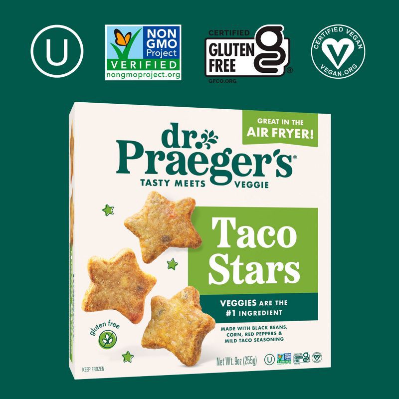 slide 11 of 12, Dr. Praeger's Frozen Vegan Gluten Free Taco Stars - 9oz, 9 oz