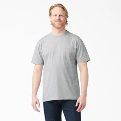 Dickies Men's Short Sleeve Relaxed Fit Pocket T-Shirt - Gray L: Heavyweight Cotton-Polyester Jersey