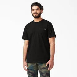 Dickies Men's Short Sleeve Relaxed Fit Pocket T-Shirt - Black S: Heavyweight Cotton Jersey, Crew Neck, Pullover Style