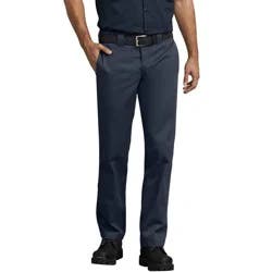 Dickies Men's Slim Straight Fit Twill Work Pants - Navy Blue 30x32: Polyester Regular Rise, Belt Loops