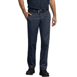 Dickies Men's Slim Straight Fit Twill Work Pants - Navy Blue 36x32: Polyester Regular Rise, Fly Button