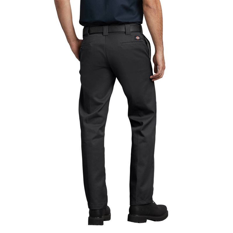 slide 2 of 4, Dickies Men's Slim Straight Fit Twill Work Pants - Black 36x34: Polyester Regular Rise, Fly Button Closure, 1 ct
