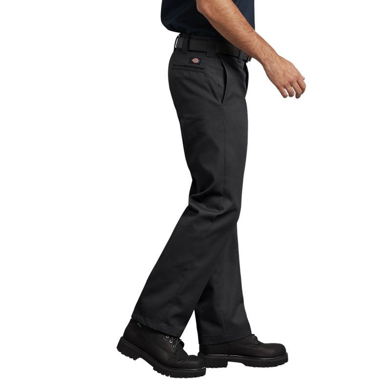slide 3 of 4, Dickies Men's Slim Straight Fit Twill Work Pants - Black 36x34: Polyester Regular Rise, Fly Button Closure, 1 ct
