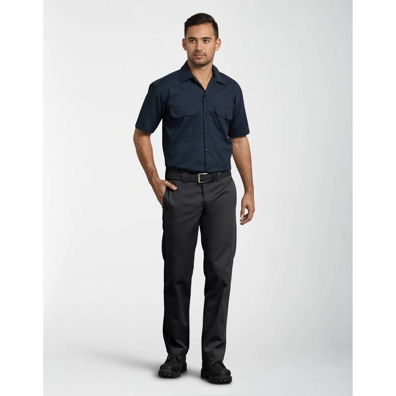 slide 4 of 4, Dickies Men's Slim Straight Fit Twill Work Pants - Black 36x34: Polyester Regular Rise, Fly Button Closure, 1 ct
