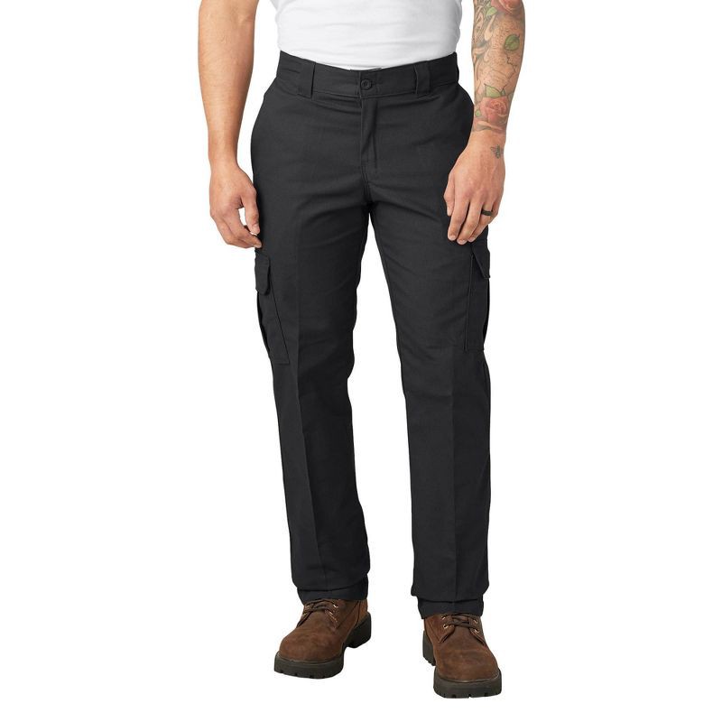 slide 1 of 4, Dickies Men's Twill Stretch Cargo Pants - Black 36x30: Polyester Regular Rise, 1 ct