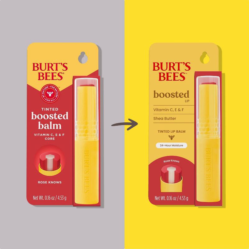 slide 3 of 14, Burt's Bees Boosted Tinted Lip Balm - Rose Knows - 0.16oz, 0.16 oz