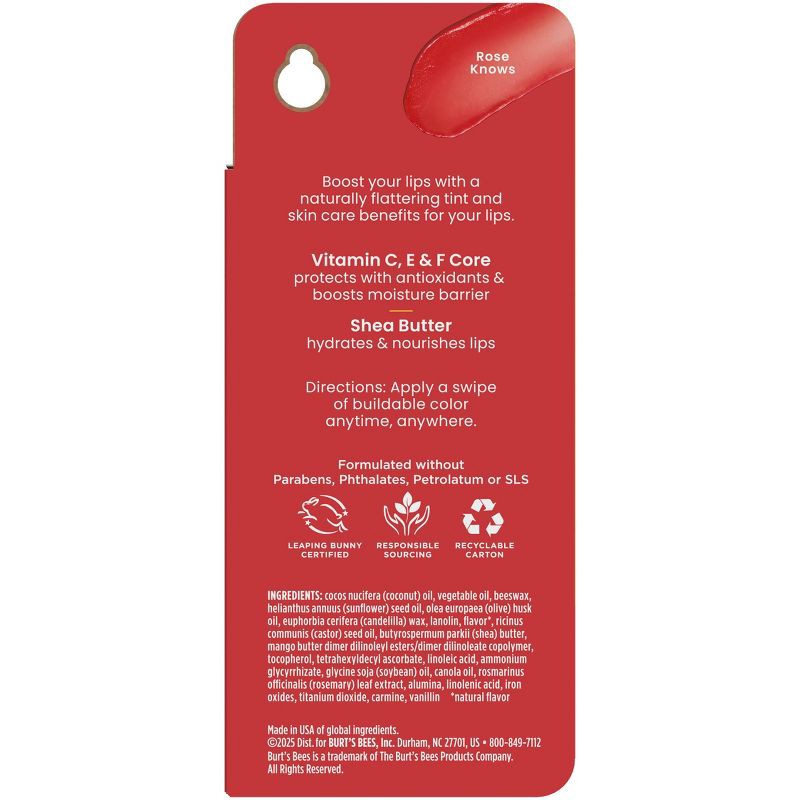 slide 14 of 14, Burt's Bees Boosted Tinted Lip Balm - Rose Knows - 0.16oz, 0.16 oz