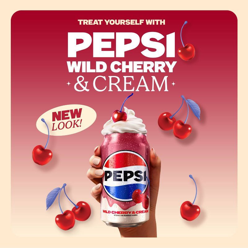 slide 4 of 8, Pepsi Wild Cherry & Cream Zero Sugar Soda - 12pk/12 fl oz Cans, 12 ct; 12 fl oz