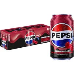 Pepsi Wild Cherry & Cream Zero Sugar Soda - 12pk/12 fl oz Cans
