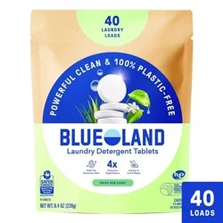 Blueland Fresh Dew HE Deep Cleaning Concentrated Laundry Detergent Tablets 40 Pacs - 8oz: Dermatologist Tested, Hypoallergenic, Resealable Bag