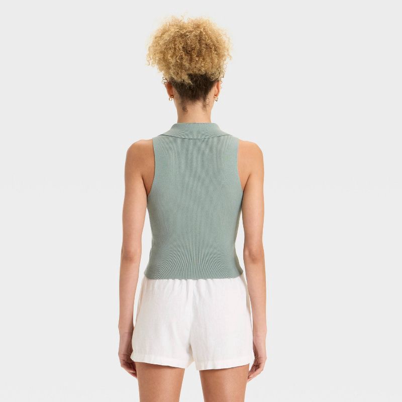 slide 2 of 3, Women's Polo Collar Pullover Sweater Tank - A New Day™ Teal M, 1 ct