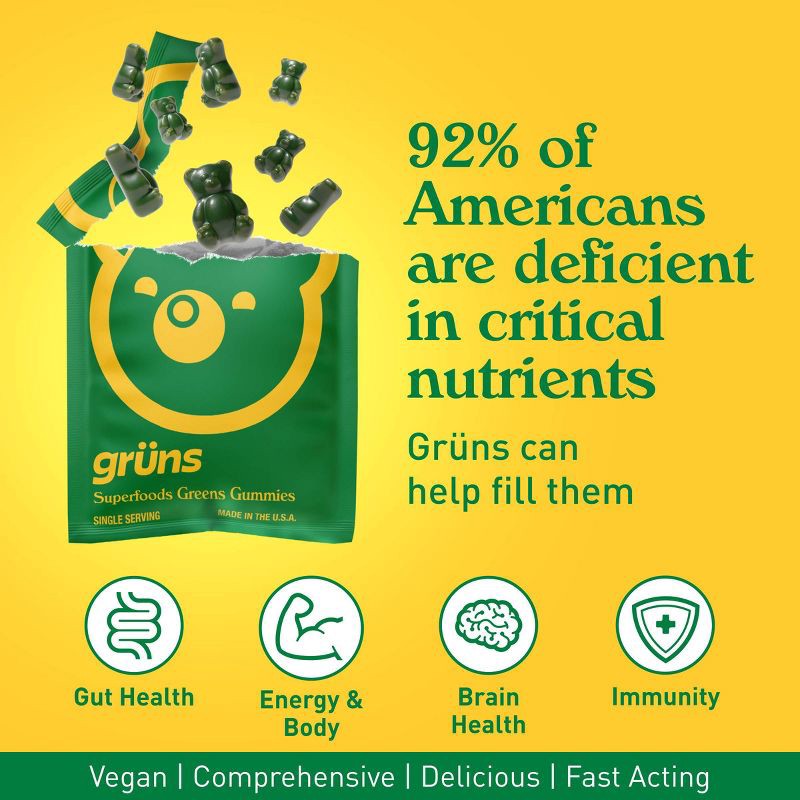 slide 6 of 14, Gruns Grüns Adult Low Sugar Superfoods Greens Gummies - 96ct/12 Servings, 96 ct, 12 servings