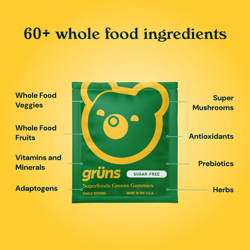 slide 4 of 13, Gruns Grüns Adult Sugar-Free Superfoods Greens Gummies - 96ct/12 Servings, 96 ct, 12 servings