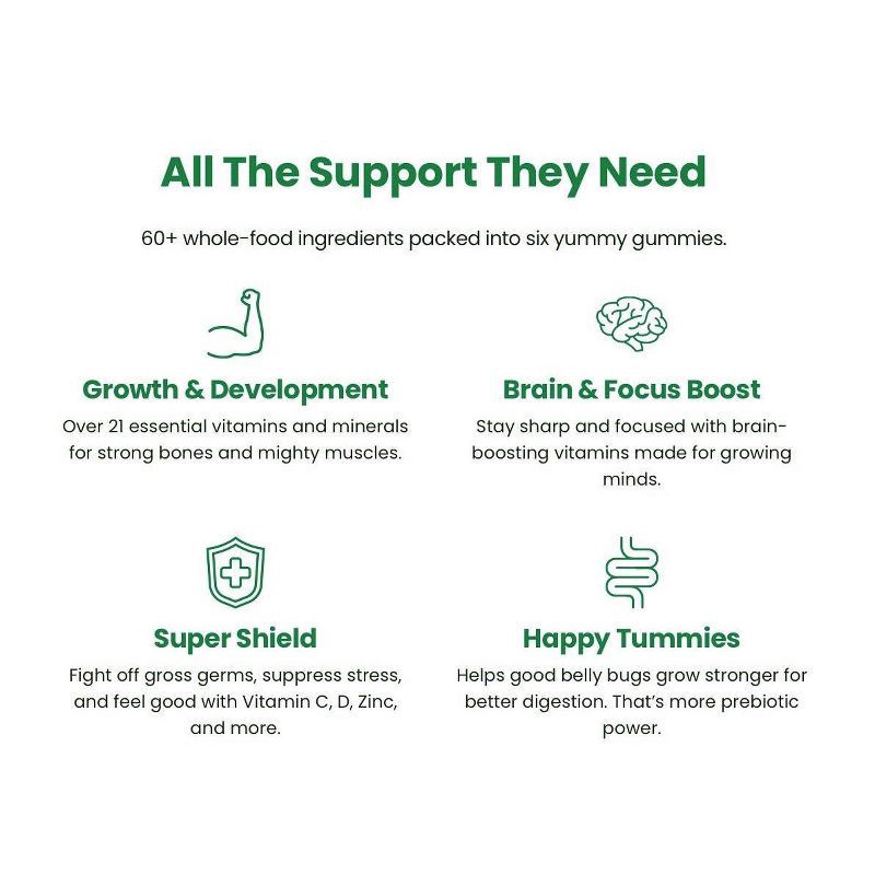 slide 5 of 13, Gruns Grüns Kids' Low Sugar Superfoods Greens Gummies - 72ct/12 Servings, 72 ct, 12 servings