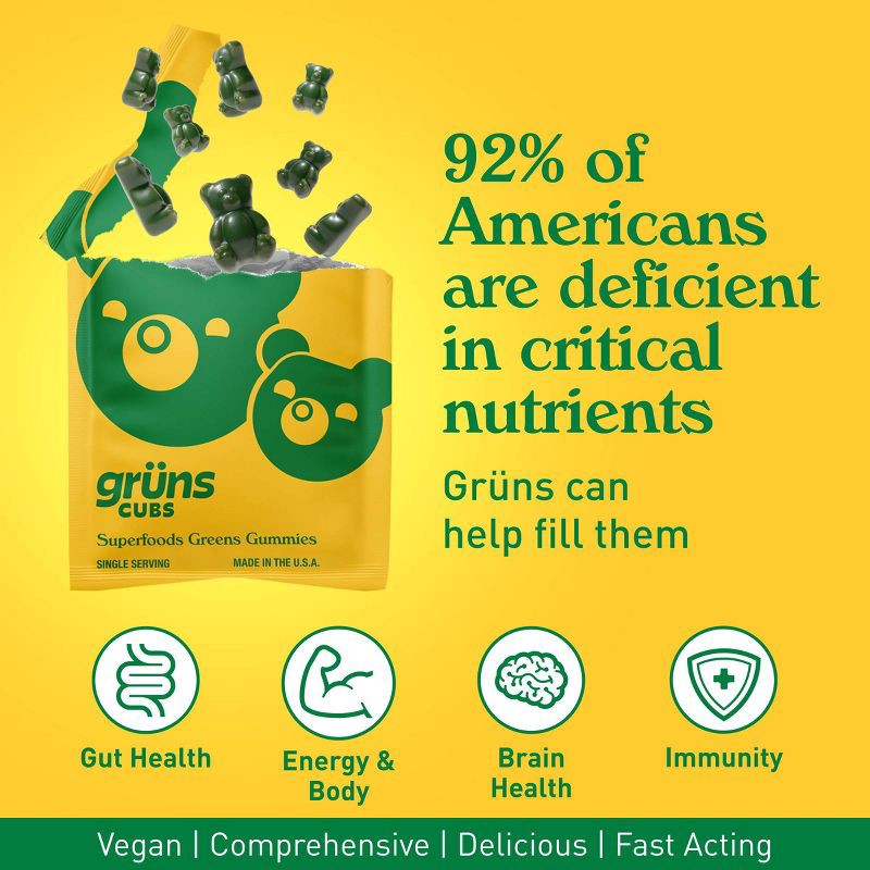 slide 5 of 12, Gruns Grüns Kids' Sugar-Free Superfoods Greens Gummies - 72ct/12 Servings, 72 ct, 12 servings