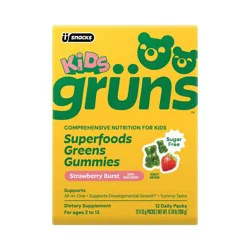 Gruns Grüns Kids' Sugar-Free Superfoods Greens Gummies - 72ct/12 Servings