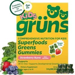Gruns Grüns Kids' Sugar-Free Superfoods Greens Gummies - 72ct/12 Servings