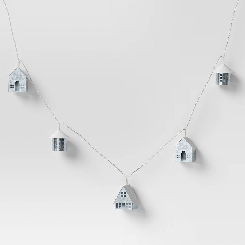 slide 3 of 4, 8ct LED Battery Operated Christmas Metal Village Novelty String Lights Warm White with Clear Wire - Wondershop™, 8 ct