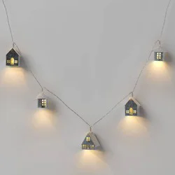 8ct LED Battery Operated Christmas Metal Village Novelty String Lights Warm White with Clear Wire - Wondershop™