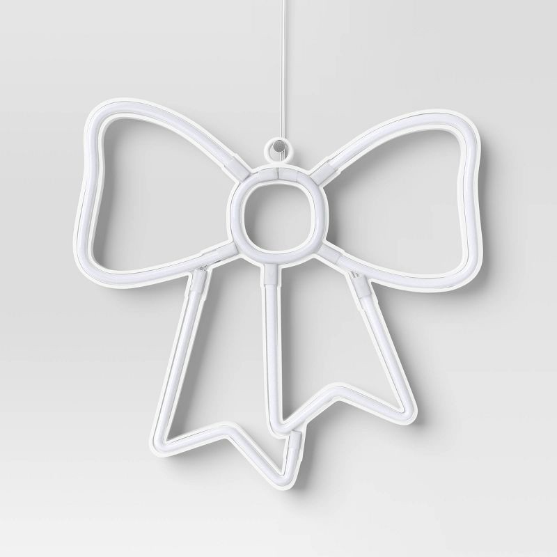 slide 3 of 4, LED Battery Operated Christmas Neon Bow Hangable Sign Red - Wondershop™, 1 ct