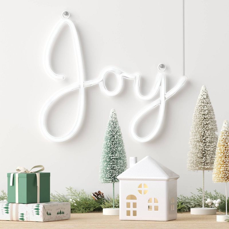 slide 2 of 4, LED Battery Operated Christmas Neon Joy Hangable Sign White - Wondershop™, 1 ct