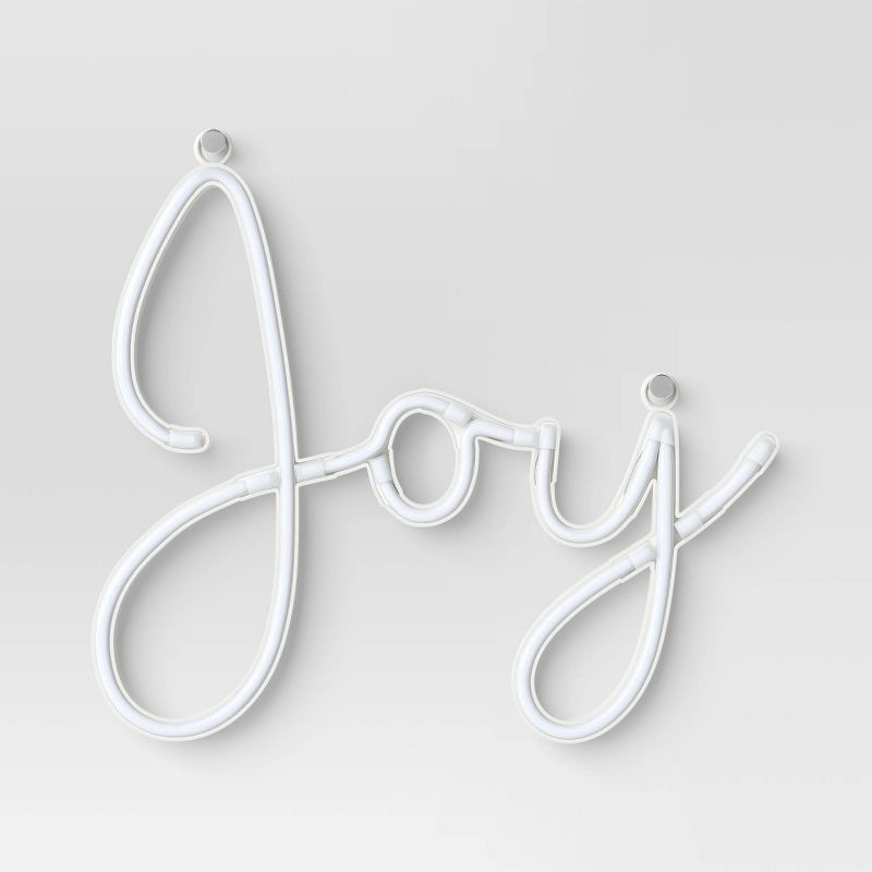 slide 3 of 4, LED Battery Operated Christmas Neon Joy Hangable Sign White - Wondershop™, 1 ct