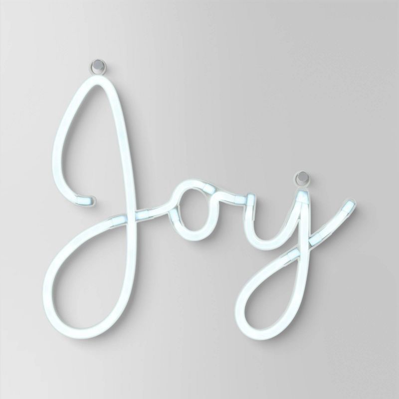 slide 1 of 4, LED Battery Operated Christmas Neon Joy Hangable Sign White - Wondershop™, 1 ct