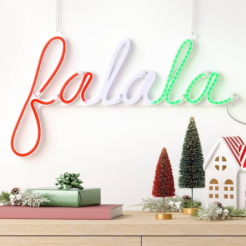 slide 2 of 4, LED Animated Christmas Neon Fa La La Hangable Sign White/Red/Green - Wondershop™, 1 ct