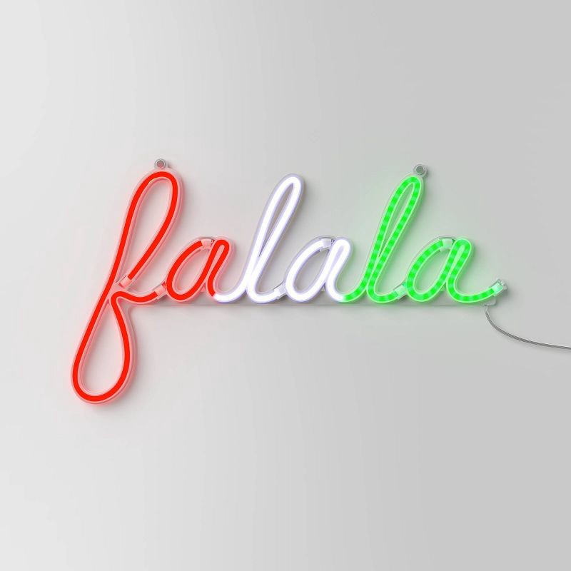 slide 1 of 4, LED Animated Christmas Neon Fa La La Hangable Sign White/Red/Green - Wondershop™, 1 ct