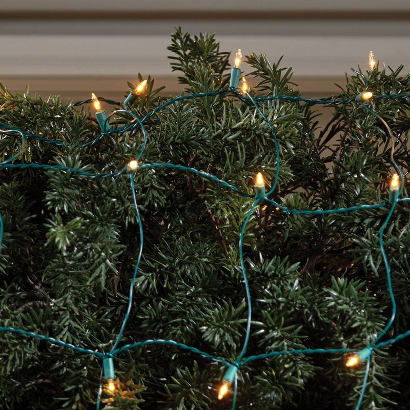 slide 2 of 3, 100ct LED Sylvania Stay-lit Incandescent Look Indoor/Outdoor Net Lights Warm White with Green Wire, 100 ct