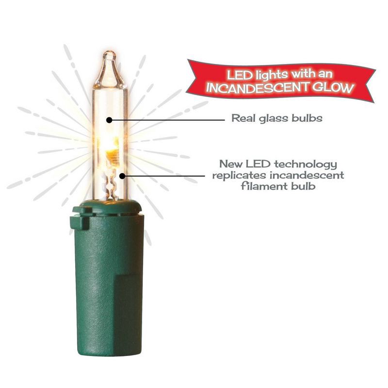 slide 3 of 3, 100ct LED Sylvania Stay-lit Incandescent Look Indoor/Outdoor Net Lights Warm White with Green Wire, 100 ct