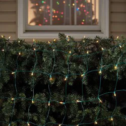 100ct LED Sylvania Stay-lit Incandescent Look Indoor/Outdoor Net Lights Warm White with Green Wire